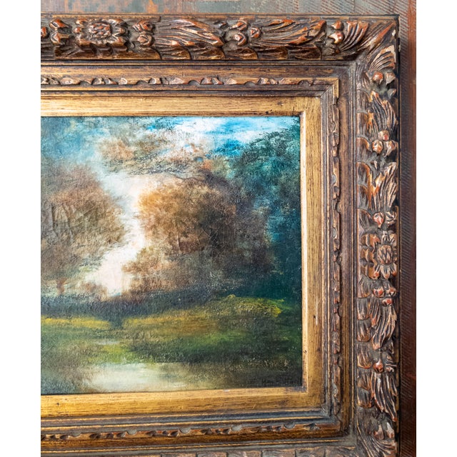 19th Century American Impressionist Landscape in Modern Frame, Signed Illegibly For Sale - Image 4 of 12