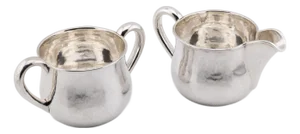 Sterling Silver Arts and Crafts Sugar Bowl and Creamer, 1930s