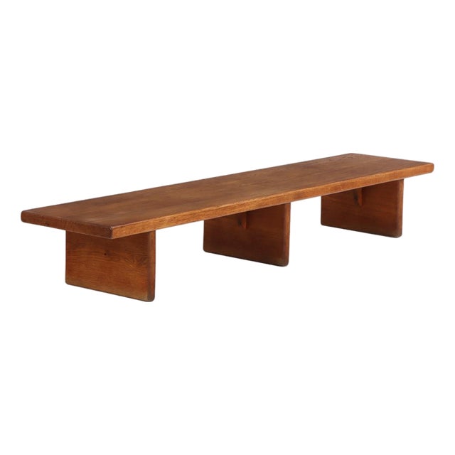 French Solid Oak Bench / Low Table, C. 1970. For Sale
