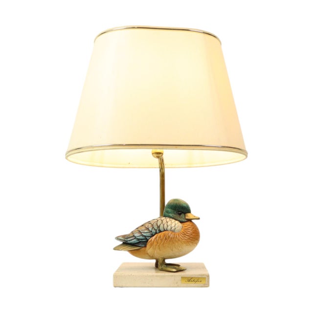 Vintage duck design lamp by Elli Malevolti for Artiflex, circa 1970s, marked at the bottom; the duck is also signed at the...