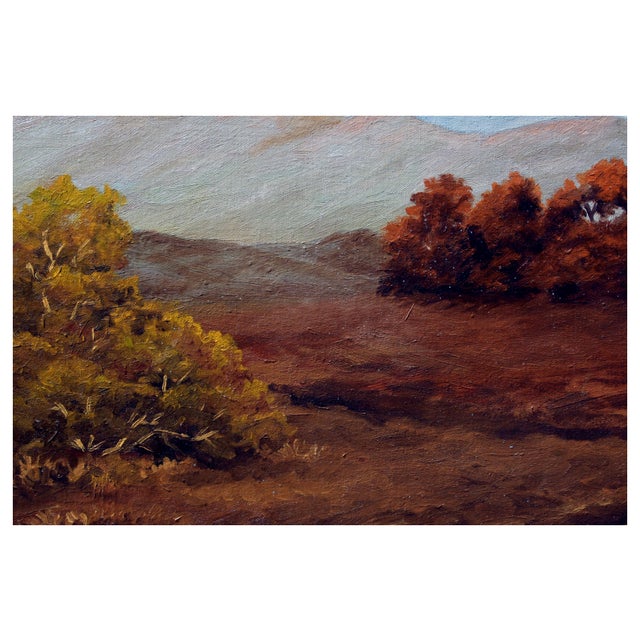1960s Mid Century Bay Area Mountains Autumnal Landscape Oil Painting by Charles Eades For Sale - Image 5 of 7