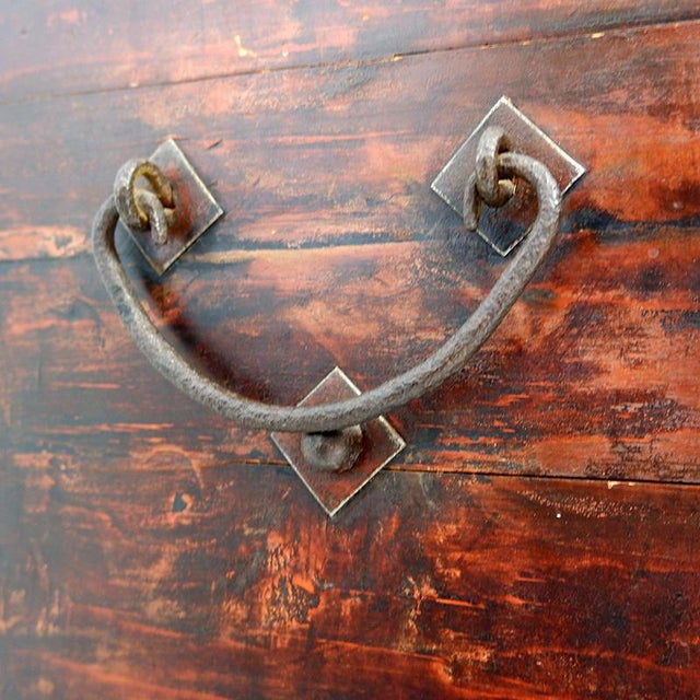 Wood Antique Japanese Wood and Iron Chest For Sale - Image 7 of 15