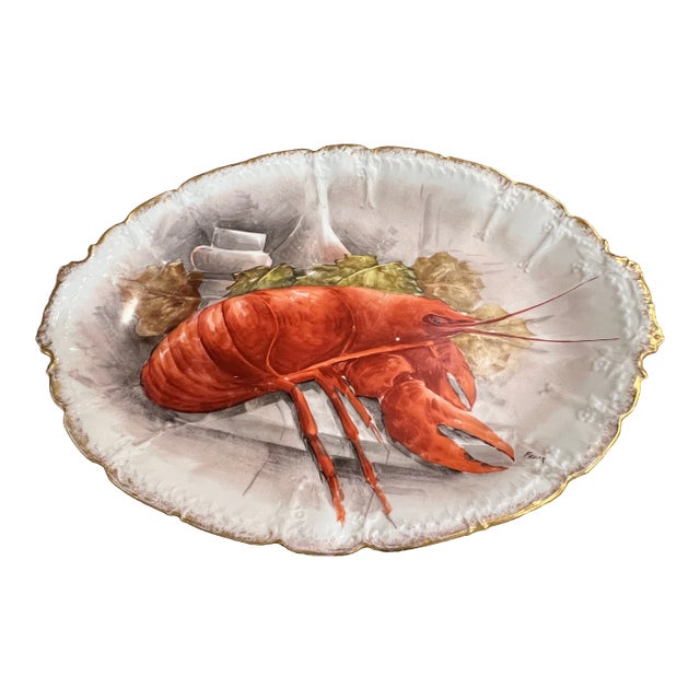 Mid 20th Century Limoges Lobster Platter and Limoges Gravy Boat For Sale