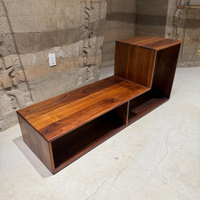 1960s 1960s Asymmetrical Solid Walnut Wood Shelving Unit Adjustable Attributed Gerald McCabe For Sale - Image 5 of 9
