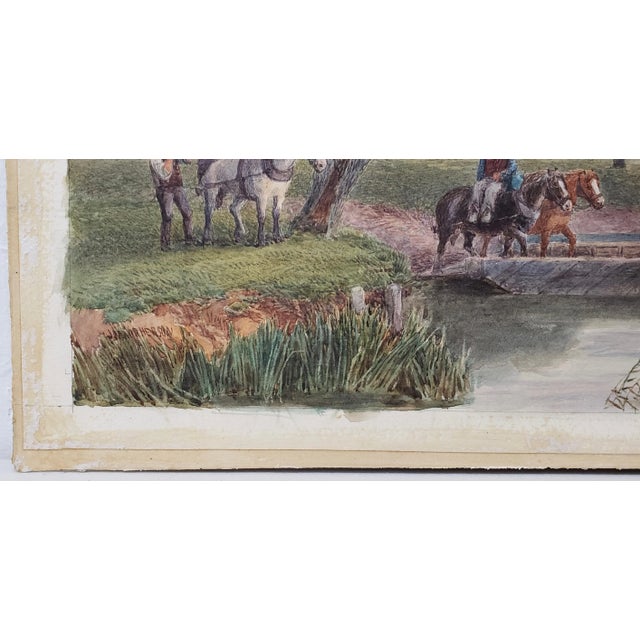 Late 19th-Early 20th C. J. Macpherson "Horse Ferry" Watercolor Painting For Sale - Image 4 of 12