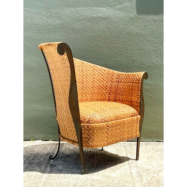 Late 20th Century Vintage Woven Rattan Lounge Chair For Sale - Image 5 of 12
