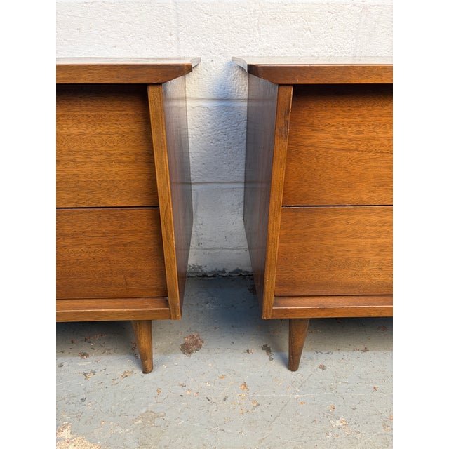 Pair of Mid 20th Century Walnut Nightstands For Sale - Image 13 of 16