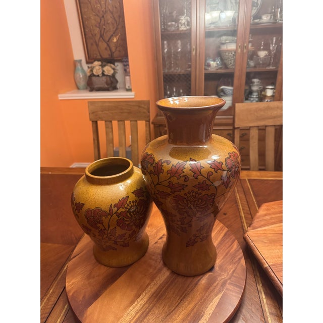 1990s 1990s Art Stoneware Urn/ Vases 16” & 10”Tall For Sale - Image 5 of 10