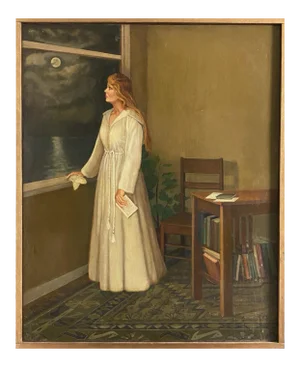1957 Figural Oil Painting by Eva Martino, Framed