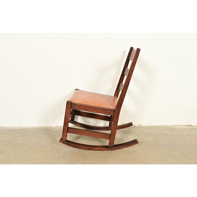 L. & J. G. Stickley Antique Mission Oak Arts & Crafts Rocking Chair, Circa 1910 For Sale - Image 10 of 13