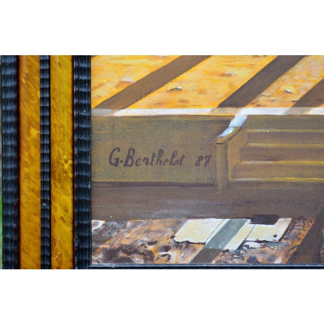 Georges Berthelot, Large Metaphysical Landscape, 1987, Oil on Canvas, Framed For Sale - Image 4 of 11