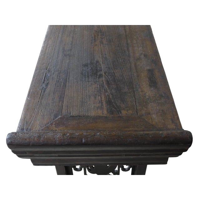 Coffee Monumental 18th-Century Chinese Elm Altar Table From Shanxi, Circa 1766 For Sale - Image 8 of 14