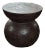Round Teak Wood Side Table, Burnt Finish, Layered Design, Modern Organic For Sale