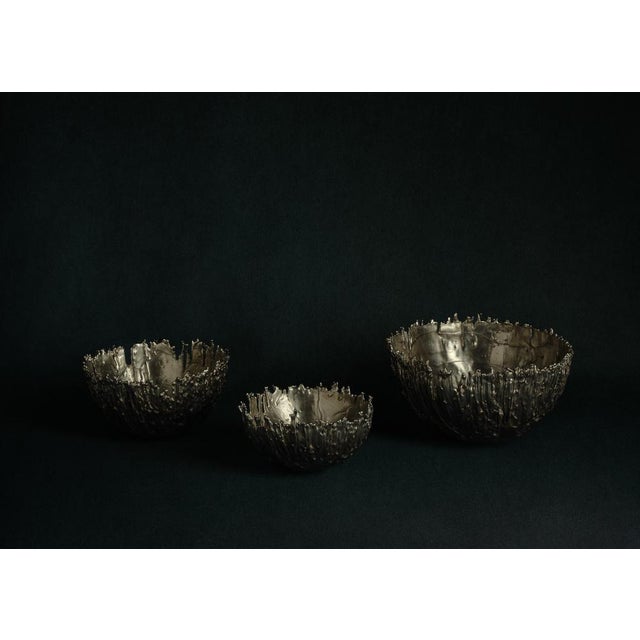 Black Large Gravity Bowl in Patinated Cast Bronze by William Guillon For Sale - Image 8 of 18