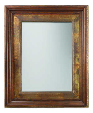 Wooden Mirror with Copper Details, Belgium, 1970s