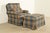 French Country Harden Furniture English Country Plaid Upholstered Lounge Chair With Ottoman For Sale - Image 3 of 15