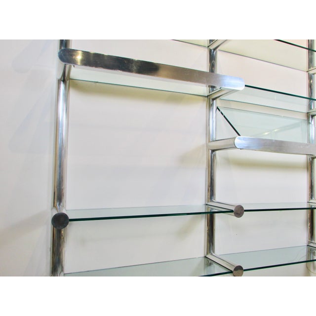 Mid 20th Century Janet Schweitzer for Pace Polished Aluminum Obra Wall Mount Shelving System For Sale - Image 10 of 12