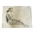 1944 Figure Study Drawing Pencil on Paper 19”x25” For Sale