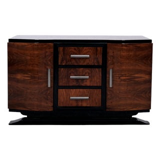 Art Deco Sideboard in Walnut with Nickel Fittings, 1930s For Sale