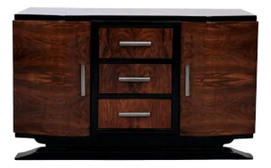 Art Deco Sideboard in Walnut with Nickel Fittings, 1930s