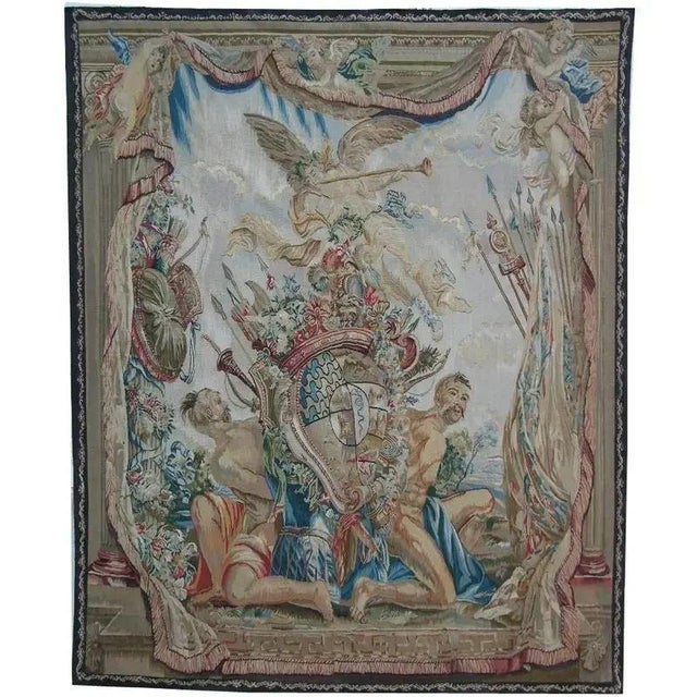 Traditional Vintage Tapestry Depicting Angels For Sale - Image 3 of 9
