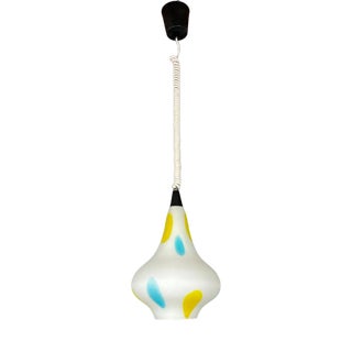 Mid-Century Multicolor Opaline Murano Glass Pendant Lamp from Stilnovo, Italy, 1950s For Sale