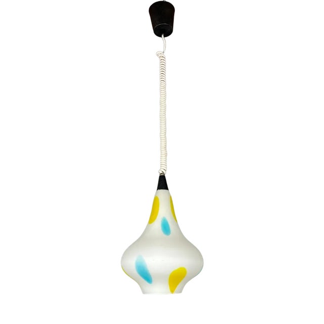 Mid-Century Multicolor Opaline Murano Glass Pendant Lamp from Stilnovo, Italy, 1950s For Sale