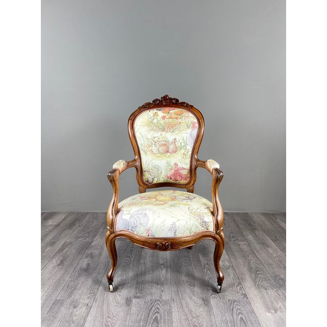 Antique Napoleon III Carved Wooden Armchair For Sale - Image 4 of 12