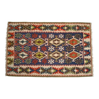 1980s Hand Woven Turkish Kilim Oushak Rug For Sale