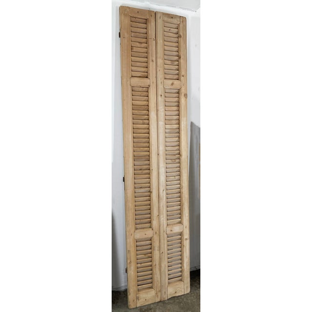 French Country Antique French Bleached Wood Shutters, a Pair For Sale - Image 3 of 6