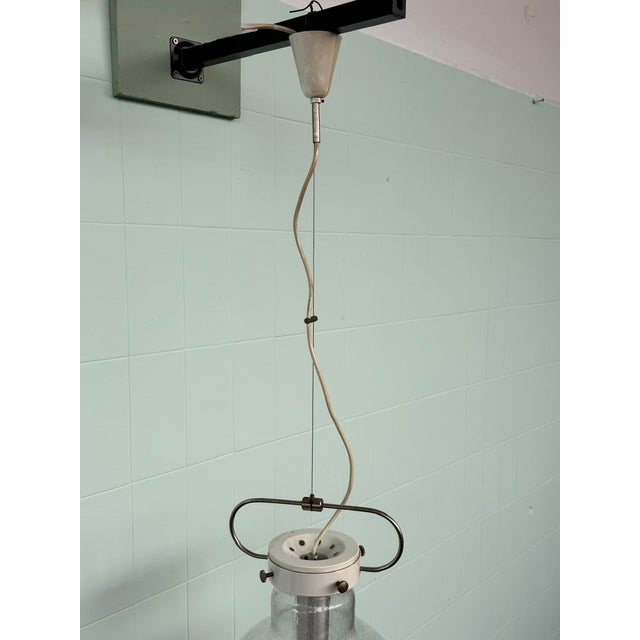 Metal Italian Hanging Lamp with Murano Sphere Lampshade, 1960s For Sale - Image 7 of 18