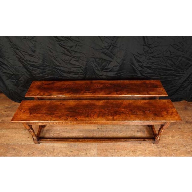 Vintage Farmhouse Benches in Oak, Set of 2 For Sale - Image 11 of 11
