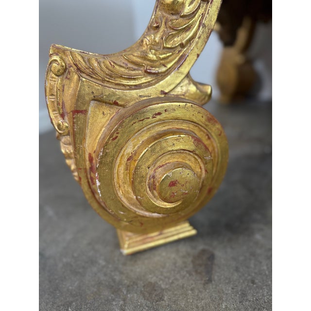 Baroque-Style 22k Gold Leaf Carved Coffee Table With Black Stone Top For Sale - Image 13 of 14