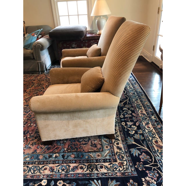 Newly Upholstered High Back Chairs - a Pair | Chairish