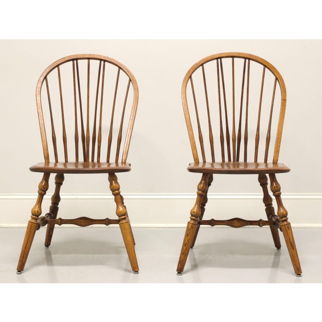 English Hale Mid 20th Century Solid Oak Windsor Dining Side Chairs - Pair C For Sale - Image 3 of 11