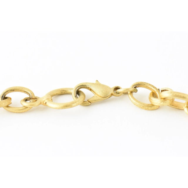 Faux Gemstone Gold-tone Earrings and Station Chain Link Necklace - 3 Pieces For Sale - Image 10 of 10