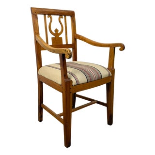 Dutch Empire Lyre Back Armchair in Cherrywood For Sale