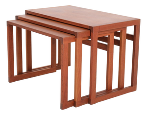 Danish Modern Minimalist Model #253 Nesting Tables in Teak, 1960s, Set of 3
