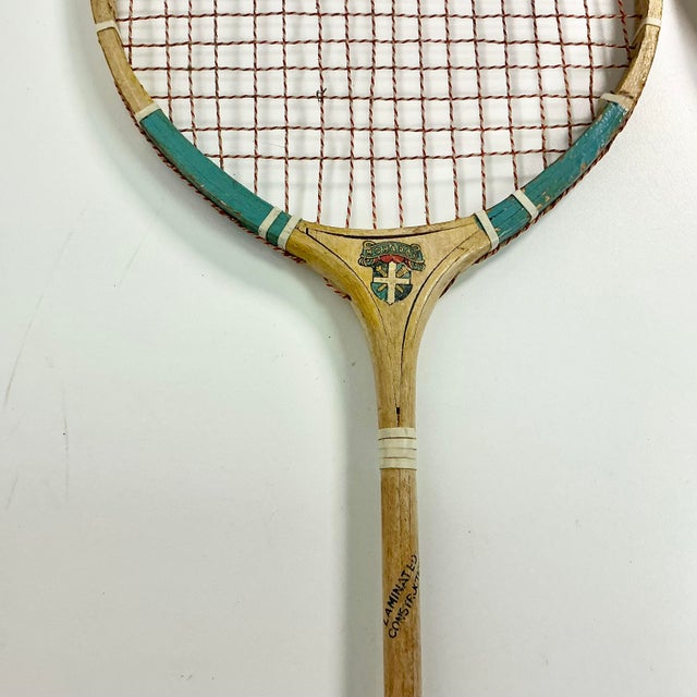 Wood 1950s Vintage Boho Chic Wood Badminton Rackets - Set of 2. For Sale - Image 7 of 9