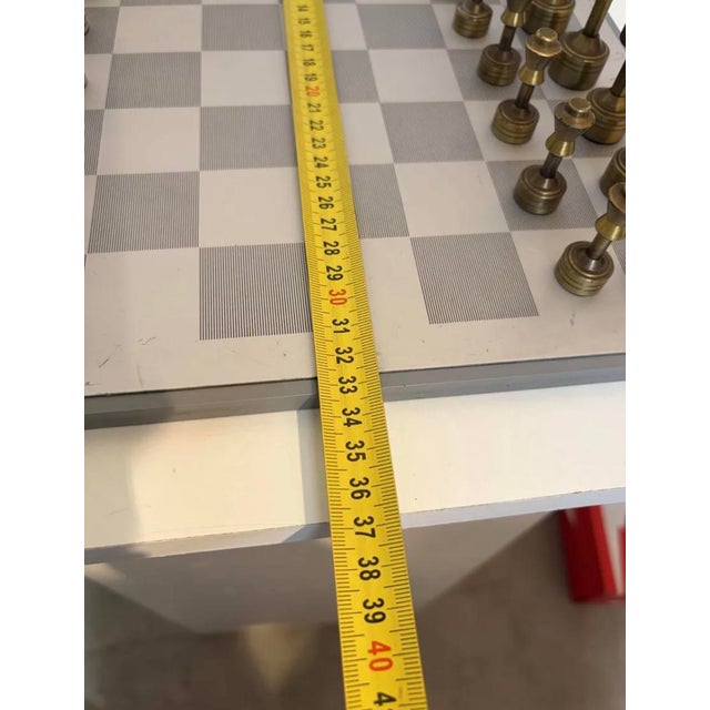 Steel and Brass Chess Set from Italfama, 1970, Set of 33 For Sale - Image 6 of 9