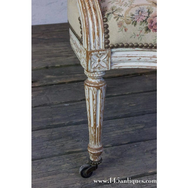 Off-white Pair of French 19th C. Louis XVI Style Armchairs in Petit Point Fabric For Sale - Image 8 of 12