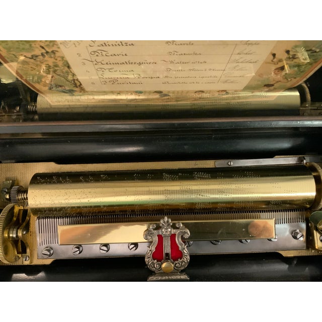 Burnt Umber Paillard Mandoline Music Box For Sale - Image 8 of 12