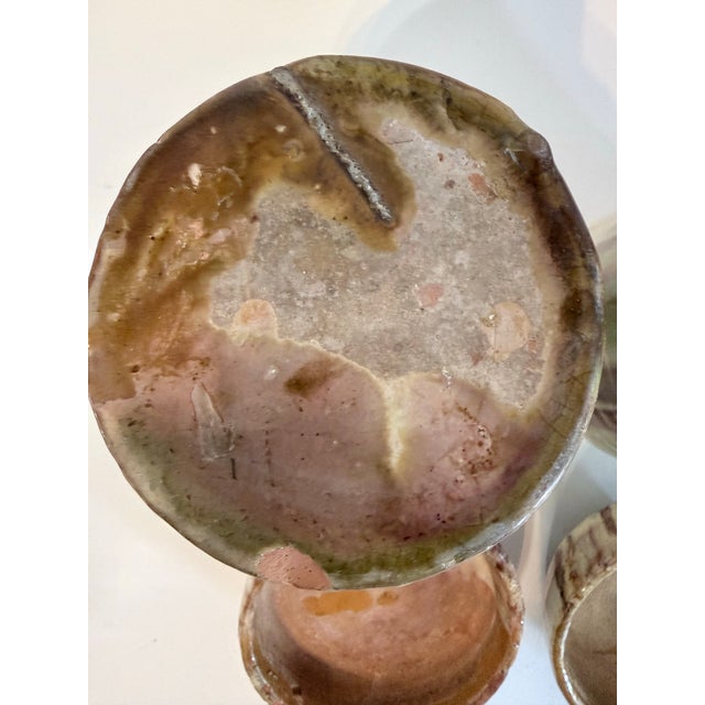 Pair of Terra Cotta Drip Glaze Jars With Lids For Sale - Image 4 of 9