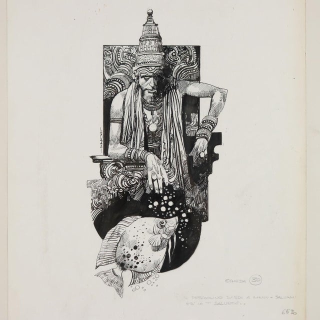 Sergio Toppi, Figurative Composition, Mixed Media on Paper For Sale - Image 3 of 11