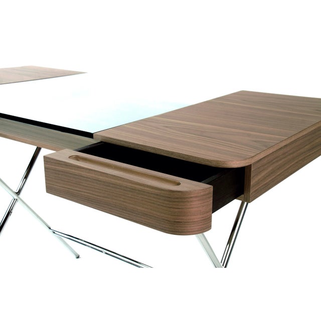 Early 21st Century Cosimo Desk with Walnut Veneer & Glass Top by Marco Zanuso Jr. for Adentro, 2017 For Sale - Image 5 of 7