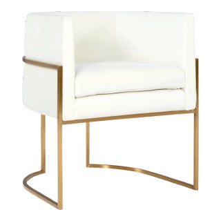 Giselle Cream Velvet Dining Chair with Gold Frame For Sale