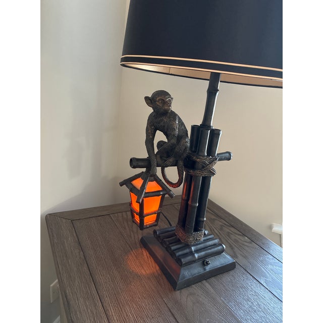 Mid 20th Century Maitland Smith Style Monkey Bamboo Table Lamp For Sale - Image 10 of 14