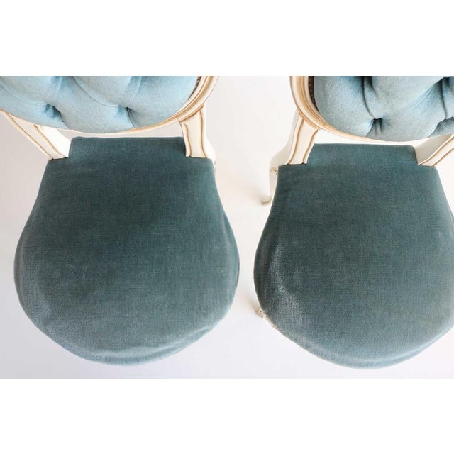 Wooden Chairs in Blue Velvet, Italy, 1960, Set of 12 For Sale - Image 11 of 13