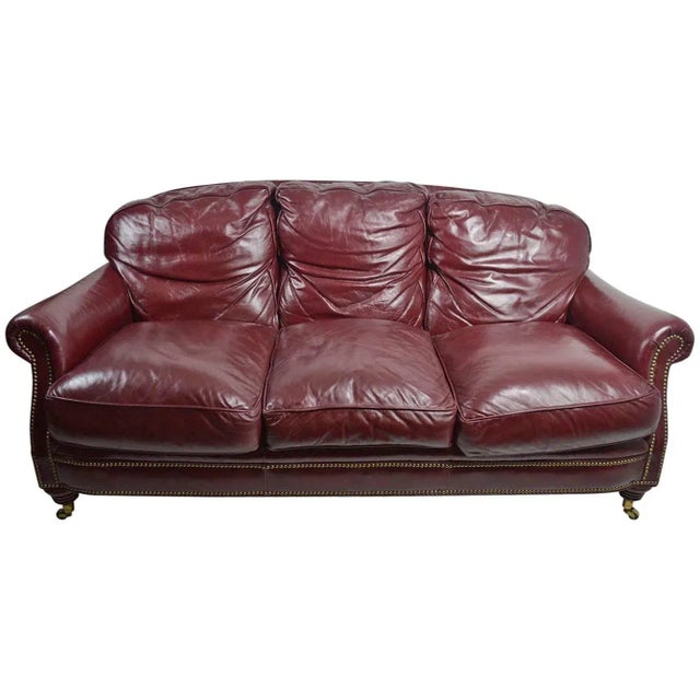 Classic Leather Sofa Couch For Sale - Image 10 of 10