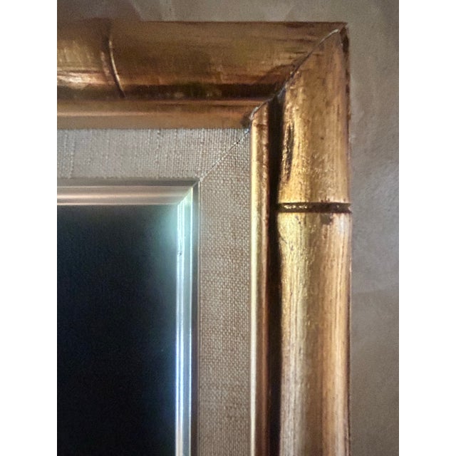 Mid-Century Chinoiserie Asian Maiden Oil Painting in Gold Faux-Bamboo Frame For Sale - Image 4 of 5